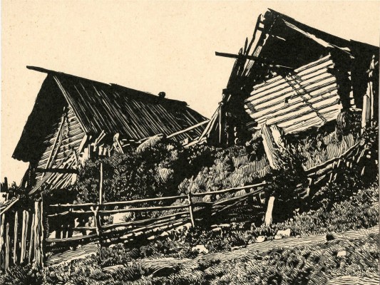 Павлов Иван Николаевич. Лот из 12 линогравюр 1919 г. и фотографии художника в папке:
